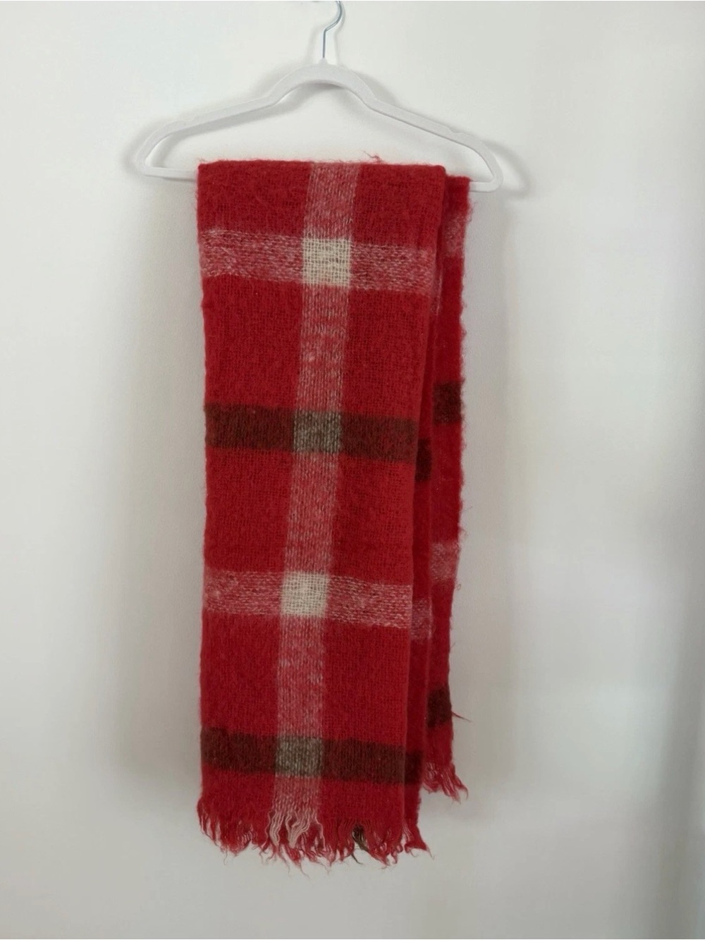 Hudson Bay Company Red Plaid Mohair Wool Blanket Vintage Scotland